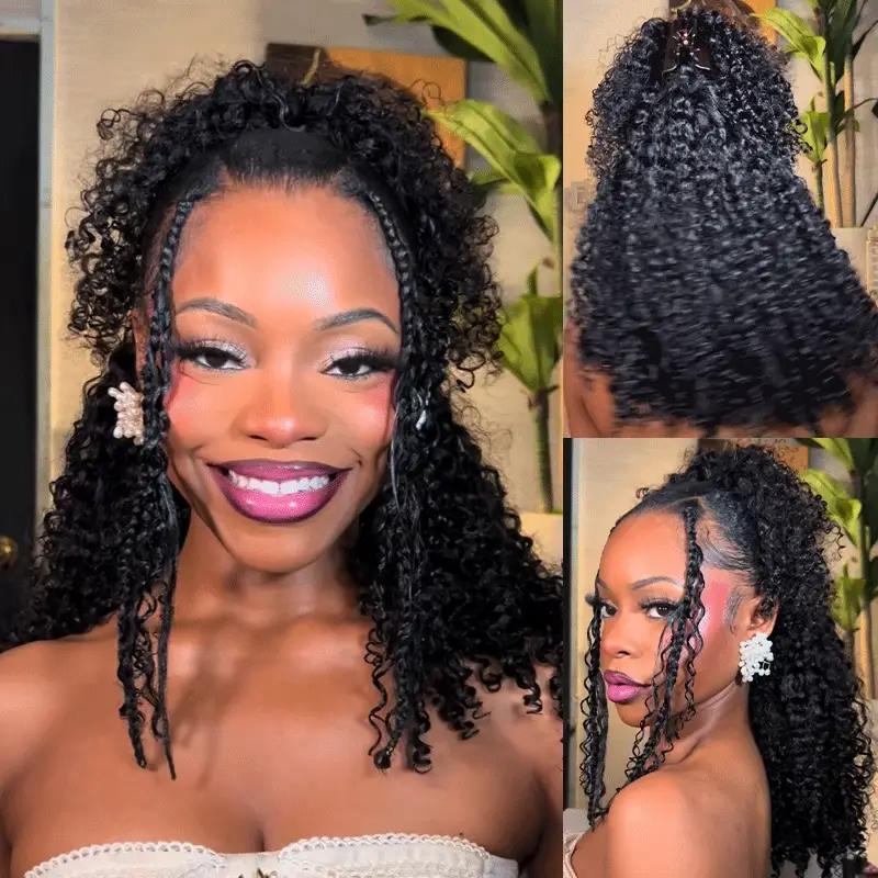 Seamless Kinky Curly Half Wig for Beginners