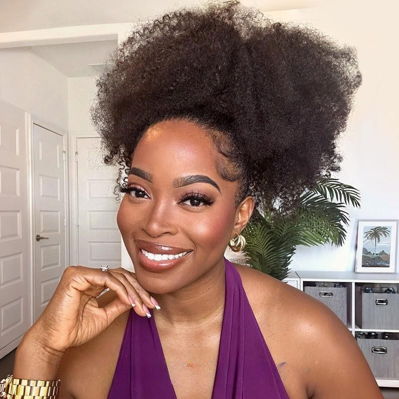 Afro Curly 3-in-1 Half Wig with Natural Hairline