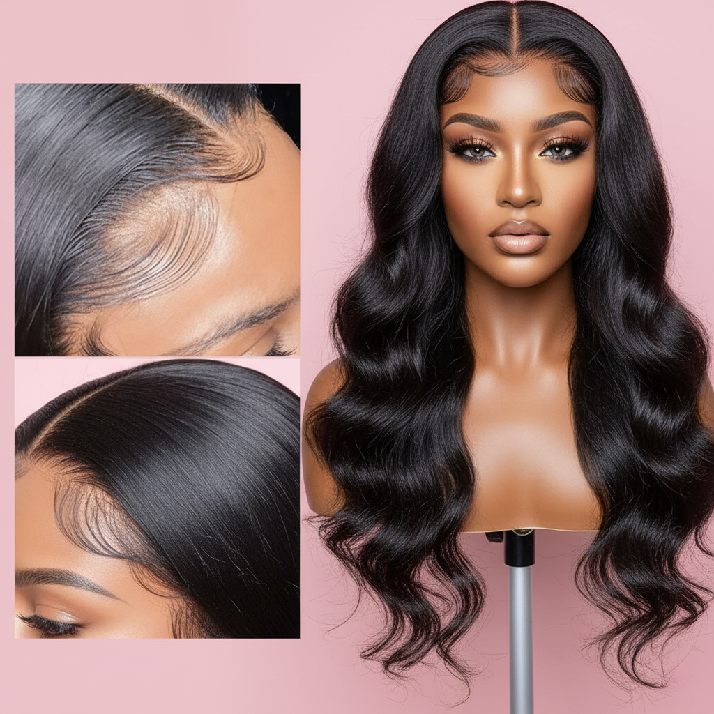 Transparent Lace Front Raw Indian Body Wave Human Hair Wig
