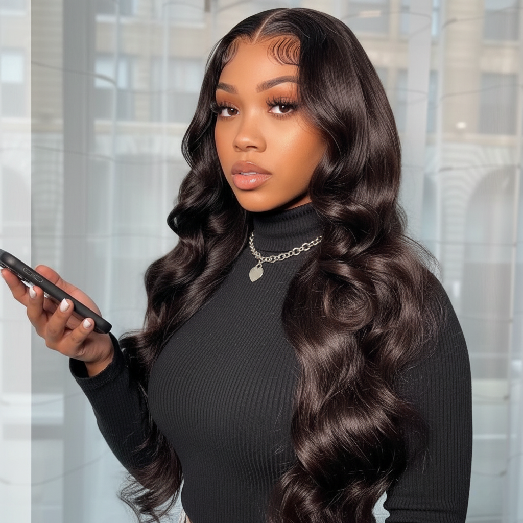 Transparent Lace Front Raw Indian Body Wave Human Hair Wig