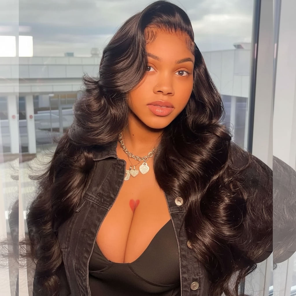Transparent Lace Front Raw Indian Body Wave Human Hair Wig