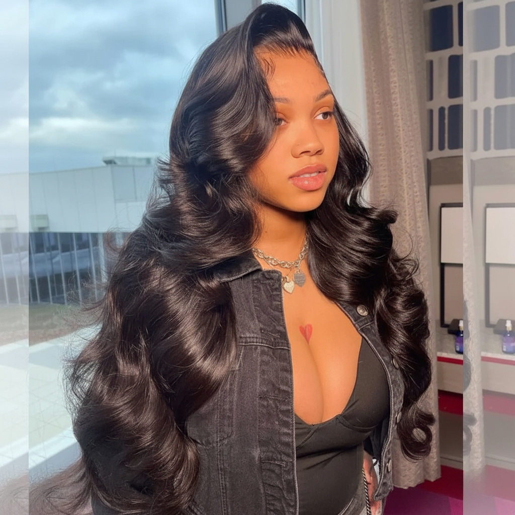 Transparent Lace Front Raw Indian Body Wave Human Hair Wig