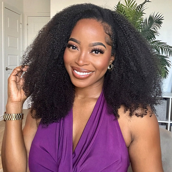 Afro Curly 3-in-1 Half Wig with Natural Hairline