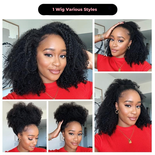 Afro Curly 3-in-1 Half Wig with Natural Hairline