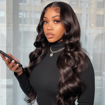 Transparent Lace Front Raw Indian Body Wave Human Hair Wig