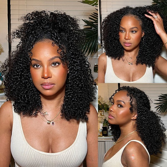 Afro Curly V Part Glueless Human Hair Wig for a Seamless Natural Look