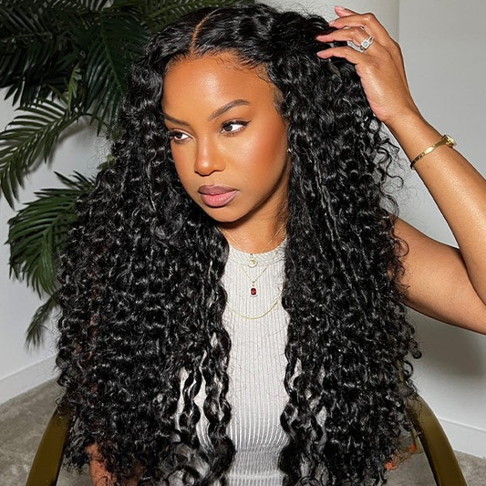 Pre-Cut Wear & Go Water Wave Wig with Bleached Knots and Pre-Plucked Hairline