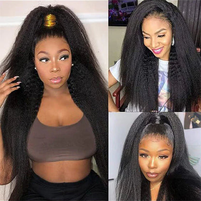 Kinky Straight 360 Lace Front Wig with Invisi-Drawstring & Bleached Knots