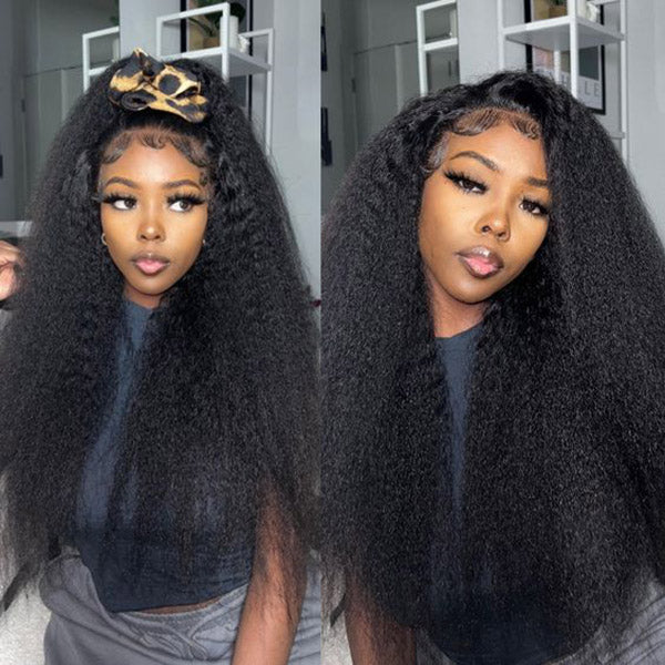 Kinky Straight 360 Lace Front Wig with Invisi-Drawstring & Bleached Knots